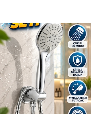 Çok Fonksiyonlu El Duşu Seti Spiral Hortum, Ayarlanabilir Tutacak Ve Kirece Dayanıklı Başlık Çok Renkli