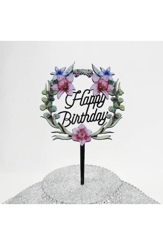 Bride To Be Çiçek Resimli Pleksi Ayna Pasta Süsü 16 Cm