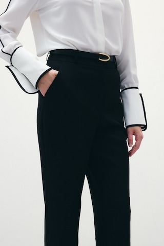 Sateen Kemerli Pantolon - Siyah-136317 Siyah