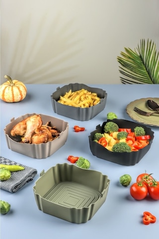 Airfryer Silikon Pişirme Kabı Tüm Airfryer'lere Uyumlu Gri