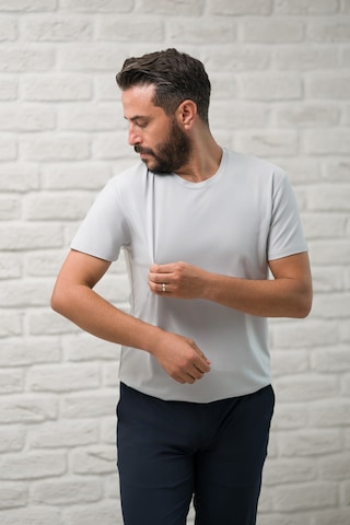 Paul Martin Slimfit Fit Bisiklet Yaka Rayon Kumaş Full Likralı T-shirt Gri