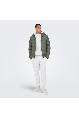 Only&sons Union Seamless Life Puffer Erkek Gri Kapüşonlu Mont Gri-1