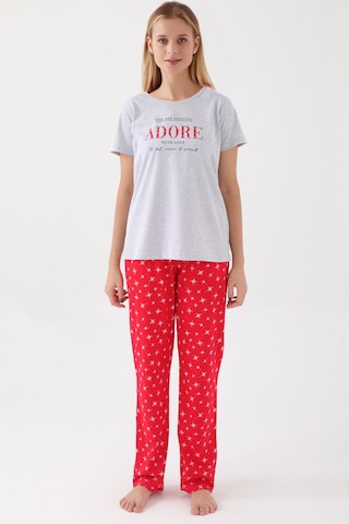 Kadın Kısa Kol Pijama Takım-gri Melanj Gri Melanj