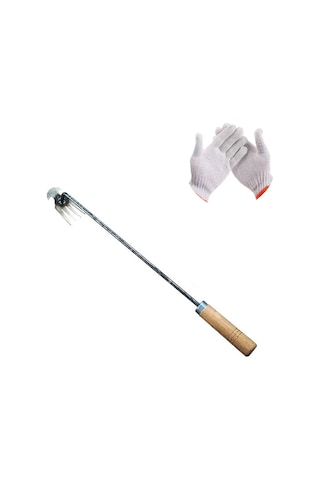 Singree "4 Dişli Paslanmaz Çelik Bahçe Çapası - Yabani Ot Temizleme Aleti, Uzun Saplı Ve Dayanıklı"