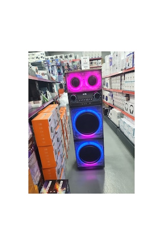 200w Büyük Boy Hoparlör 130cm 2 Adet Kablosuz Karaoke Mikrofonlu Şarjlı Bluetooth Speaker