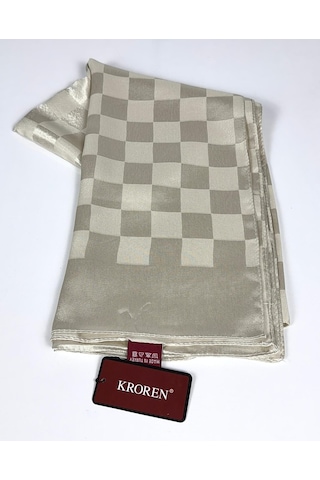 Kroren Krep Jakarlı Dama Desen Şal - 70 X 190 - 7379 Taş