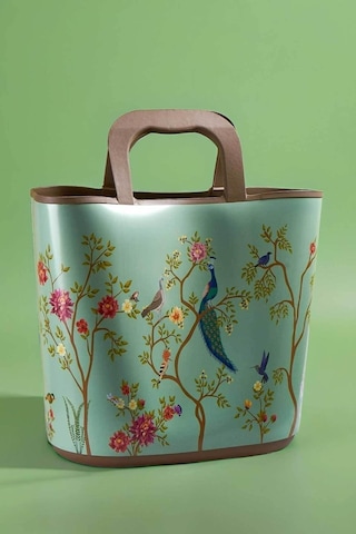 Qutu Hand Bag Tavus Kuşu Desenli Yeşil Plaj Ve El Çantası 3955034
