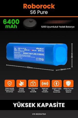 Roborock S6 Pure 6400mAh Robot Süpürge Bataryası