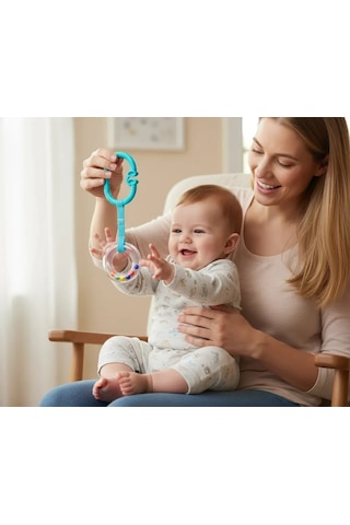 Babyjem Pusete Asılabilir Oval Sesli Çıngırak Kırmızı