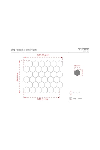Tuqco Doğal Taş 2 Altıgen Myra Honlu Mermer Mozaik