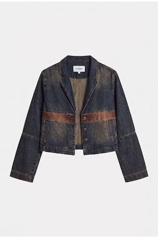 Kadın Koyu Kot 2w6-8 Oversize Kemer Boy Tasarım Denim Ceket