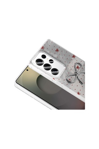 Galaxy S24 Ultra Kılıf Kamera Korumalı Figürlü Zore Ponti Silikon Kapak Beyaz