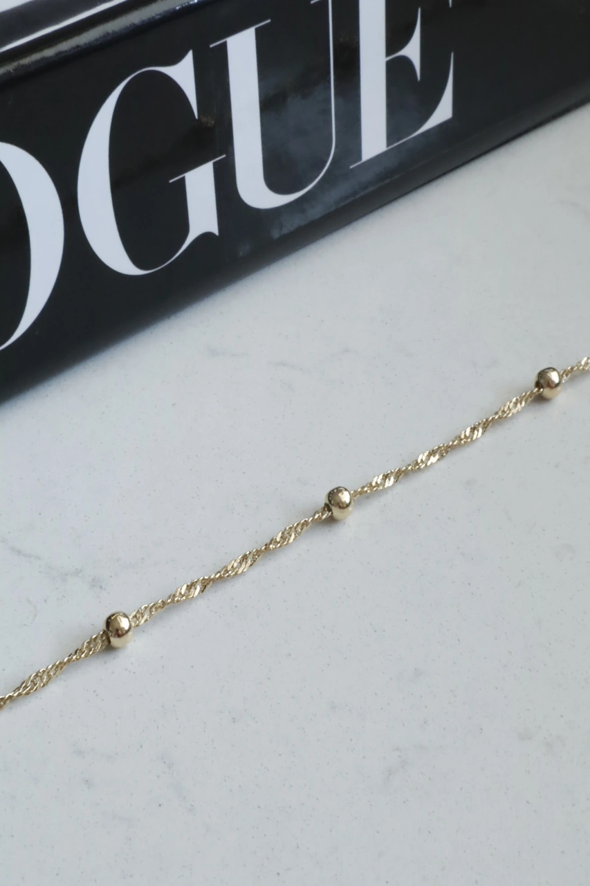 Kadın Kolye Kararmaz 14k Altın Renk Vip Seri İthal Küçük Topçuklu Zincir Kolye Altın