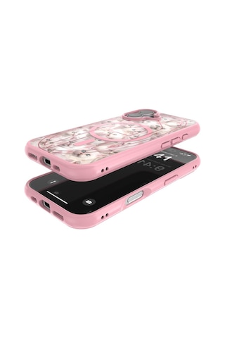 Diesel Apple iPhone 17 Uyumlu Magsafe Destekli Oval D Kedi Desenli Kılıf - Pembe