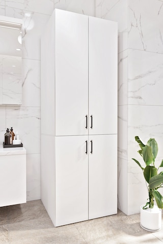 Ases Mobilya Esl0212 Çamaşır Makinası Ve Kurutma Makinası Banyo Dolabı Beyaz Beyaz