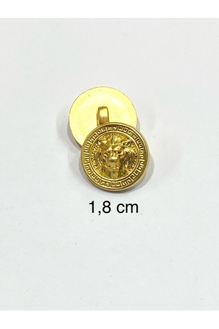 Aslan Model Metalize Plastik Düğme Seti /6 Lı Set / 1,8 Cm /gold
