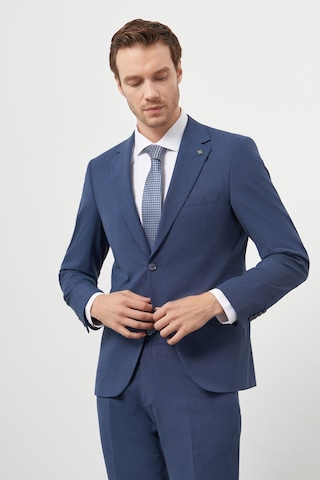 Morven Erkek İndigo Yün Slim Fit Mono Yaka Takım Elbise 25mc001022308 İndigo