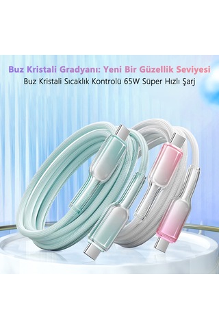 Buz Kristal Dokuma 65w Cep Telefonu Veri Kablosu Hızlı Şarj Kablosu 1 Metre Type C Bağlantılı 16 Ve Üzeri Sürümlerle dur Pembe 1 Adet Type-c - Type-c 1m Apple Uyumlu iPhone 16 İle dur