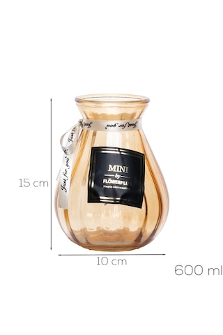 Porsima Dhz90223 Dekoratif Cam Vazo Açık Kahve 15cm-600ml