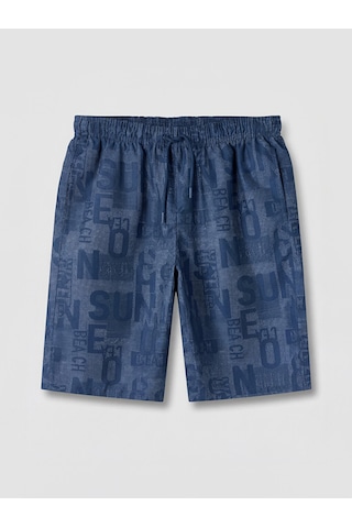 Lcw Swımwear Siyah Diz Hizası Boy Desenli Erkek Deniz Şortu