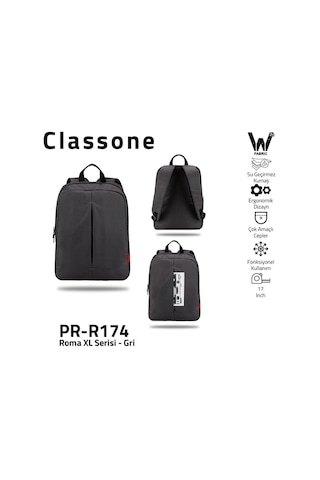 Classone PR-R174 Roma Serisi Su Geçirmez Kumaş 17" Laptop ,Notebo
