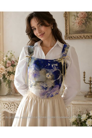 L'aura Corset Mavi Güz Bayan Korse Büstiyer