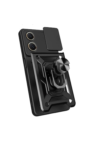 Vivo Y18 Kılıf Magnetik Standlı Kamera Korumalı Zore Sürgülü Vega Kapak