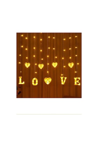 3 Metre Kalp Love Günışığı Sevgililer Günü Hediye Dekoratif Led Işık, Romantik Ortam Aydınlatması Sarı