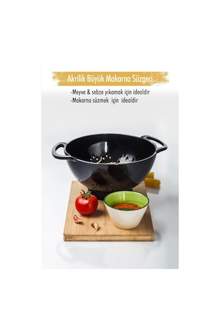 Akrilik Siyah Makarna Süzgeçi & Sebze Meyve Süzgeçi Xml8698540166304 Çok Renkli