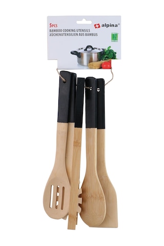 Alpina Alp108s Bambu Mutfak Gereçleri Seti 5 Parça 30 Cm Siyah