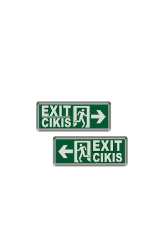 Helios 3w Ledli Exit Armatür Acil Çıkış Levhası Sağ - Sol 2 Adet 3 Saat Şarjlı Yeşil