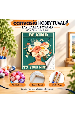 Sayılarla Boyama Numaralı Tuval Seti Boya Fırça Dahil 40x50 Cm Zihnin Baharı