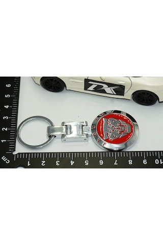 Dk Jaguar Uyumlu Panther Logo Kırmızı Krom Metal Çift Yön Anahtarlık