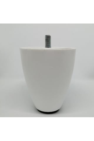 Ademkocplastik 10 Cm Armut Baza Koltuk Kanepe Ayağı Beyaz (İnce Diş M8)