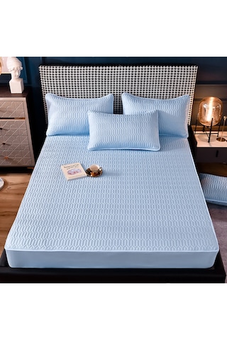 Yifomall Mavi Tam Kaplama Yorgan Kılıfı Seti, Kaymazsız Toz Koruyucu, Ev Dekoru, Dayanıklı Malzeme, Tek Yastık Kılıfı Dahil Diğer