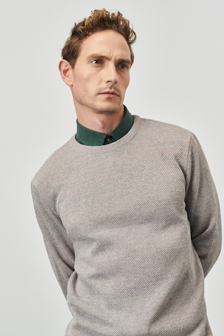AC&Co / Altınyıldız Classics Erkek BRONZ-GRI Recycle Standart Fit Bisiklet Yaka Desenli Triko Kazak ET4921100021BZGM Bronz - Gri