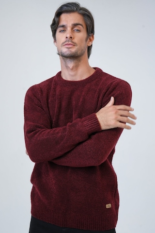 Bordo Regular Fit Bisiklet Yaka Triko Kazak-bordo Bordo