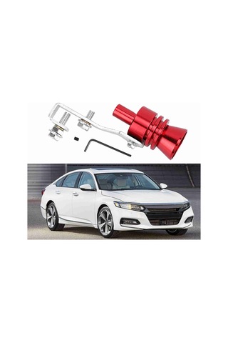 Kosona Kırmızı L Boyutu Alüminyum Turbo Ses Simülatörü - Akustik Sihirli Boru, Araba Ekzos Ucu Montajlı, Güçlü Ses Efekti