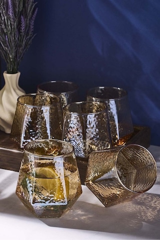 Perotti Harris Amber 320 Ml 6'lı Cam Bardak 16675 Karışık Renkli