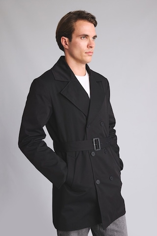 Defacto Slim Fit Astarlı Düğmeli Cepli Kemerli Mevsimlik Trençkot D5528ax26aubk27 Siyah-bk27