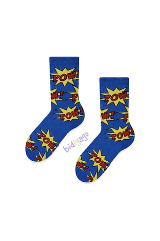 Bidigago Pow Desenli Unisex Çocuk Çorap Lacivert