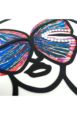 Ahşap Kelebek Figürlü Mavi Tablo