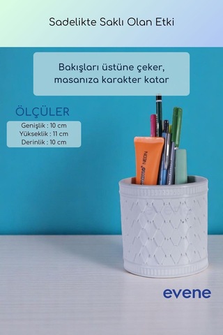 Kalemlik Masa Kalemliği Organizer Kalemlik Beyaz Renk Model 87 Çok Renkli