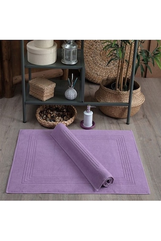 2'li Ayak Havlusu & Çerçeveli & %100 Pamuk- 60x80 Cm Lila