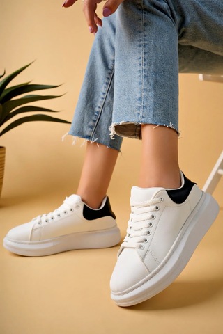 Luis A Costa Lc101 Beyaz Arka Siyah Bağcıklı Kadın Ayakkabı Renkli