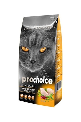 Prochoice Pro 32 Sterilised Tavuklu Kısırlaştırılmış Yetişkin Kedi Maması 15 KG Prochoice Pro 32 Sterilised Tavuklu Kısırlaştırılmış Yetişkin Kedi Maması 15 KG