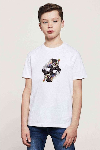 Qivi Dj Monkey Baskılı Unisex Çocuk Beyaz Tshirt