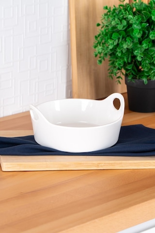 Acar Bianco Perla Oval Kulplu Kase - 21 Cm