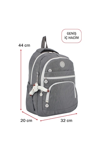 Dada Okul Sırt Çantası Gri Ortaokul Lise Geniş İç Hacim Ortopedik Su Geçirmez Kumaş Gri