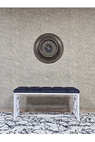 Beyaz Boyalı İçi Kareli Diktörtgen 100 Cm X 40 Cm Oturak Puf - Be Çok Renkli